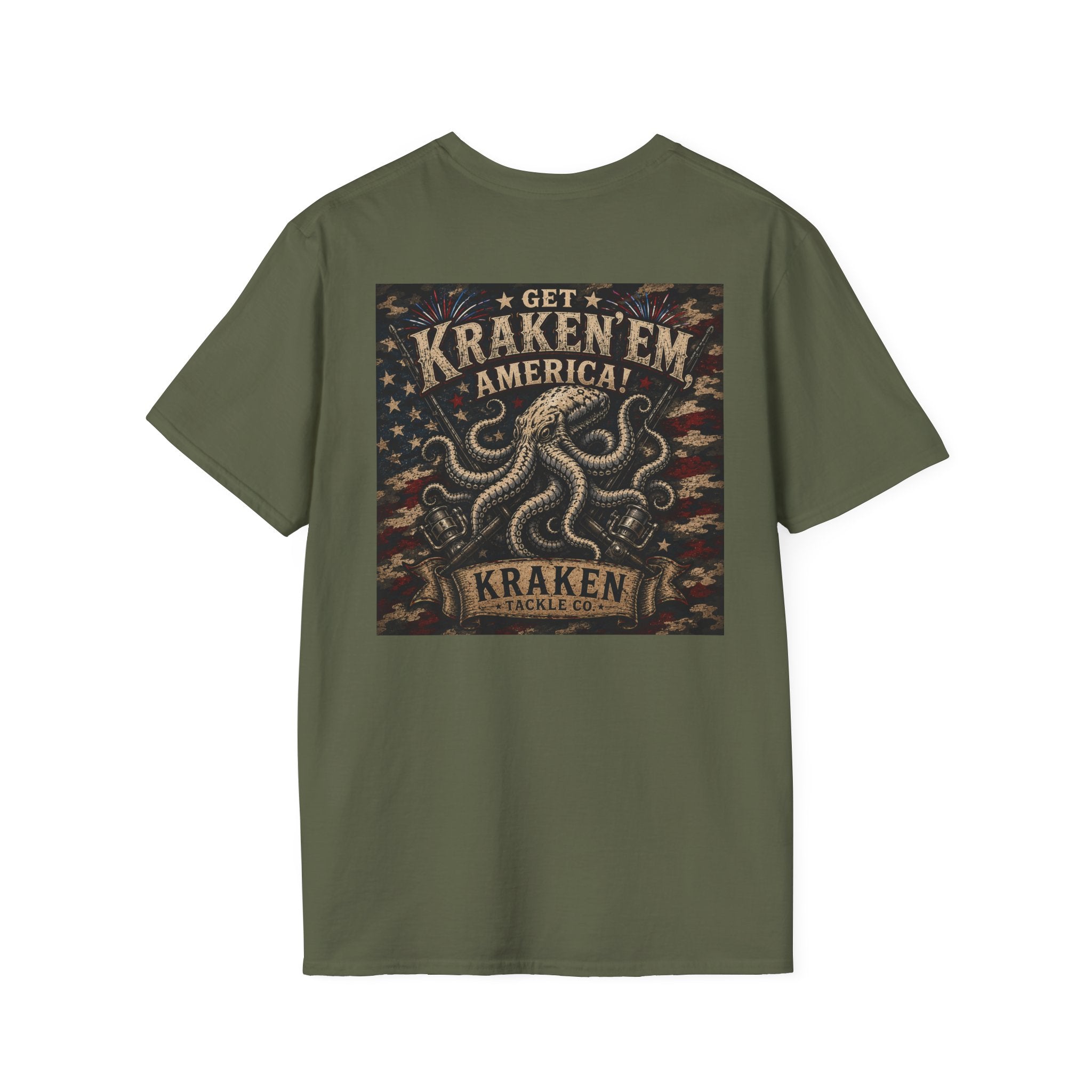 Kraken Emblem Pocket T‑Shirt — Nautical Vintage Octopus Graphic Tee