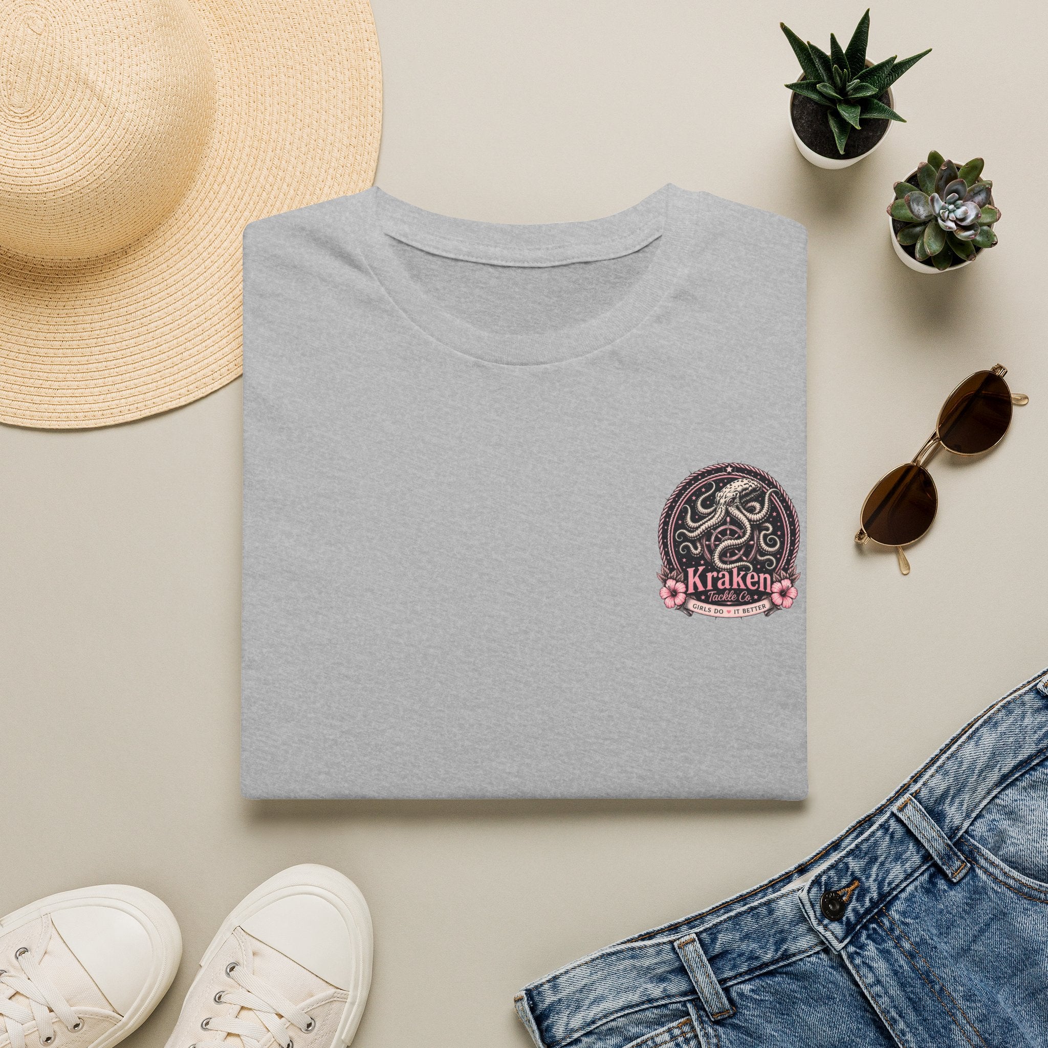 Kraken Floral Pocket T-Shirt — Nautical Octopus Graphic Tee